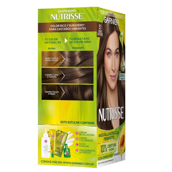 Lateral Izquierdo pack del tono Tono 51 Castaño Claro Ceniza Nutrisse Regular